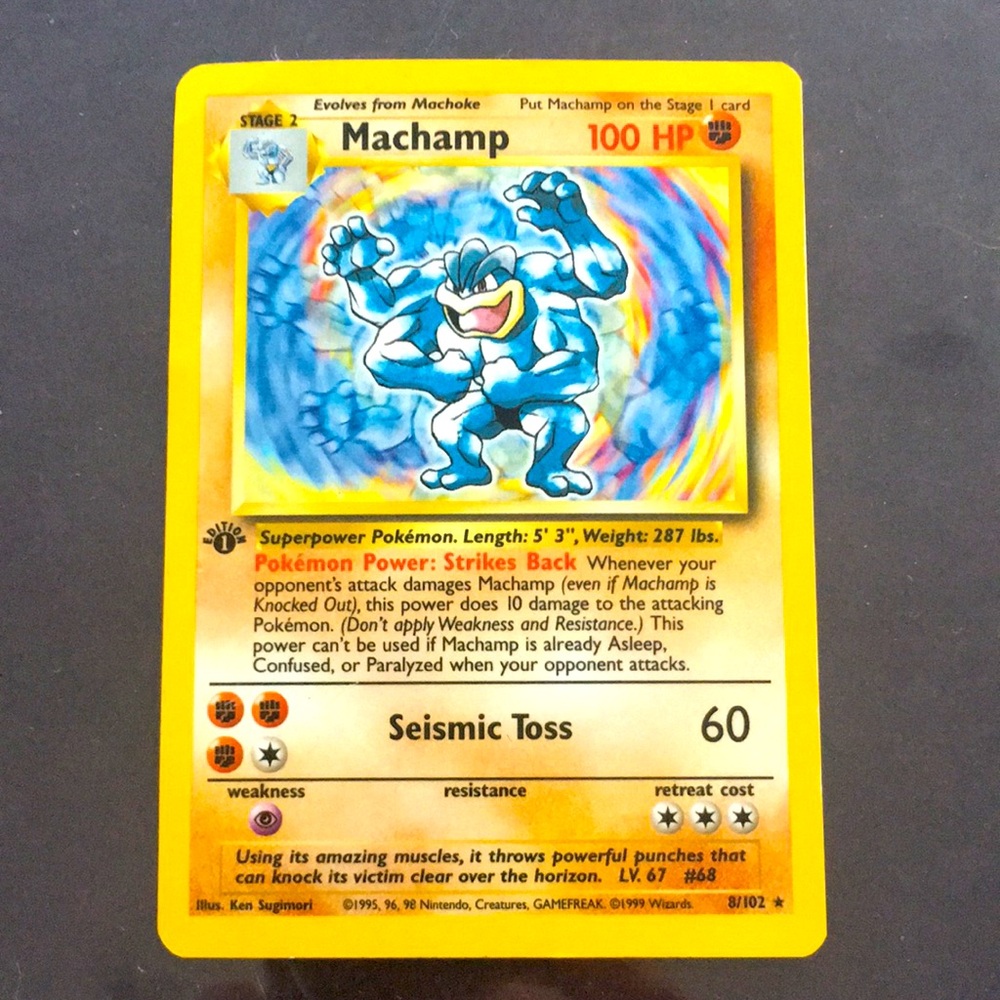 Rare Collectible: Wizards of the Coast Machamp 1st Edition Holofoil Card_